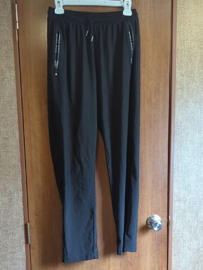 Women's Black Drawstring Jogger Pants - Lightweight Elastic Waist